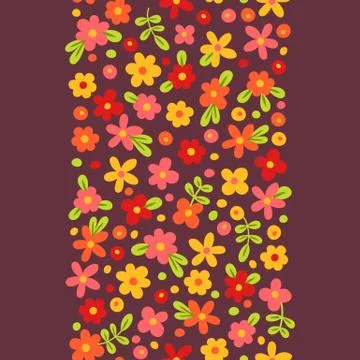 Seamless border with cute flowers Stock Illustration