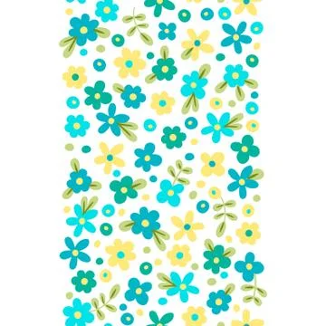 Seamless border with cute flowers Stock Illustration