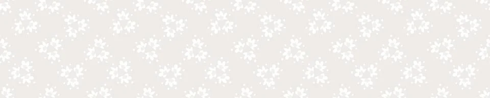 Seamless border damask pattern. Neutral cream flower blooms banner background Stock Illustration