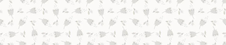 Seamless border damask pattern. Neutral cream flower blooms banner background Stock Illustration