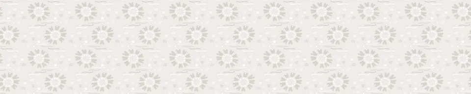 Seamless border damask pattern. Neutral cream flower blooms banner background Stock Illustration