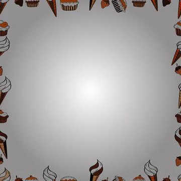 Seamless. Border design is pattern in doodles art style. Vector illustration. Il Illustrazione stock