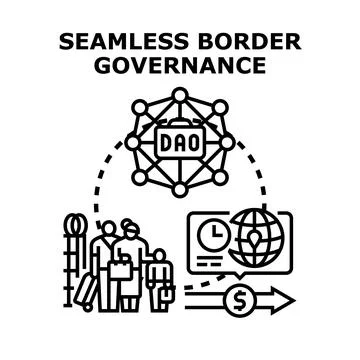 Seamless border governance concept decentralizing global travel Stock Illustration