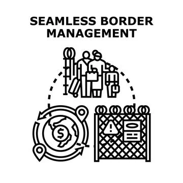Seamless border management facilitating global travel and security Stock Illustration