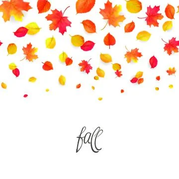 Seamless border pattern of falling autumn leaves. Vector Illustrazione stock