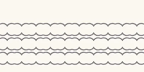 Seamless border pattern. Hand drawn dotted wave background. Monochrome black and Illustrazione stock