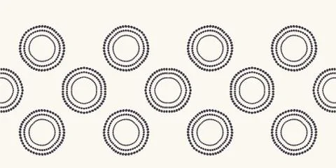 Seamless border pattern. Hand drawn polka dot background. Monochrome dotty black Stock Illustration
