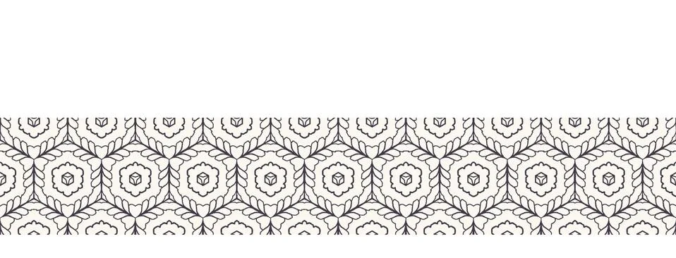 Seamless border pattern hand drawn honeycomb trellis background. Geometric Stock Illustration