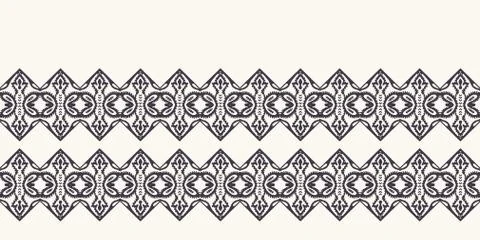 Seamless border pattern hand drawn ornamental background. Geometric chevron Stock Illustration