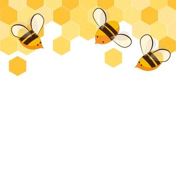 Seamless border pattern with honeycomb and honey bees. Cute beekeeping frame  Stock Illustration