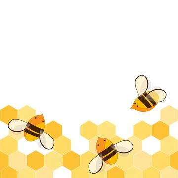 Seamless border pattern with honeycomb and honey bees. Cute beekeeping frame Stock Illustration