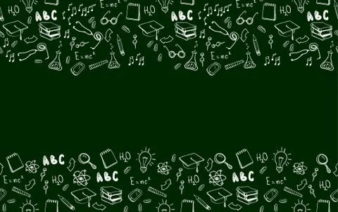 Seamless border with school elements. Back to school. 스톡 일러스트