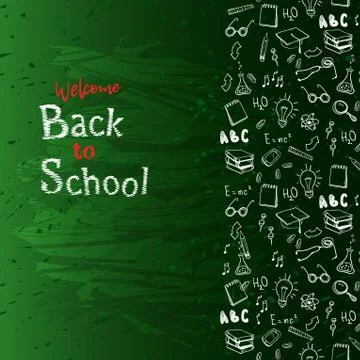 Seamless border with school elements. Back to school. Stock Illustration