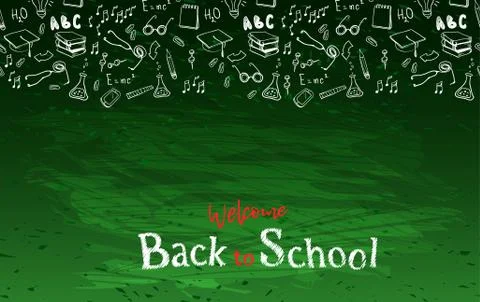 Seamless border with school elements. Back to school. Illustrazione stock