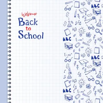 Seamless border with school elements. Back to school. Stock Illustration