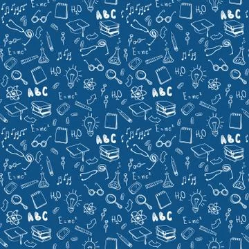 Seamless border with school elements. Back to school. Stock Illustration