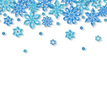 Seamless border snowflakes isolated on white background. Site header. Stock Illustration