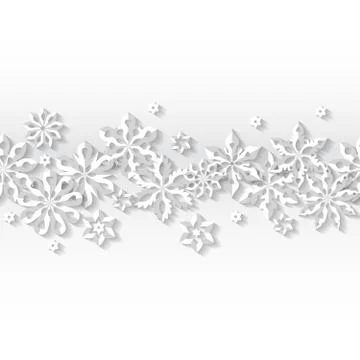 Seamless border white snowflakes. Stock Illustration