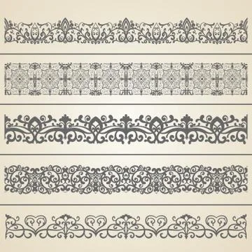 Seamless Borders Set 3 Stock Illustration
