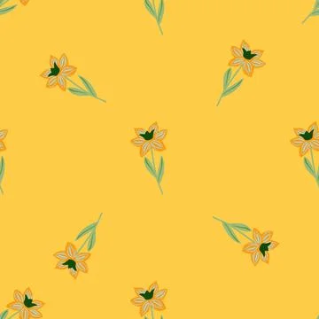 Seamless botanic pattern in minimalistic style with simple flower ornament. Y Stock Illustration