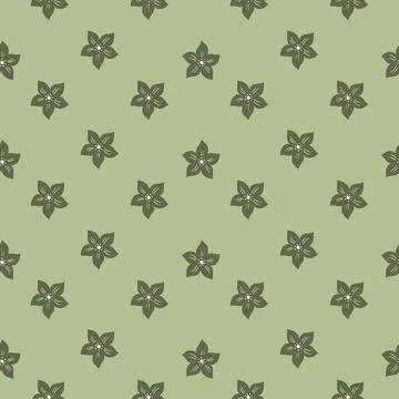Seamless botanic pattern with pale green flower tropic elements. Natural vint 스톡 일러스트
