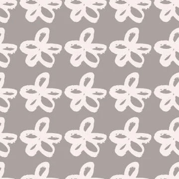 Seamless botanic pattern with white hand drawn daisy flowers. Grey background 스톡 일러스트