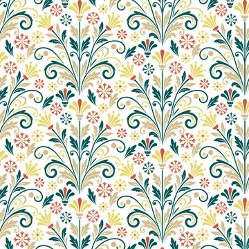 Seamless botanical flower pattern with soft wildflowers Stock Illustration