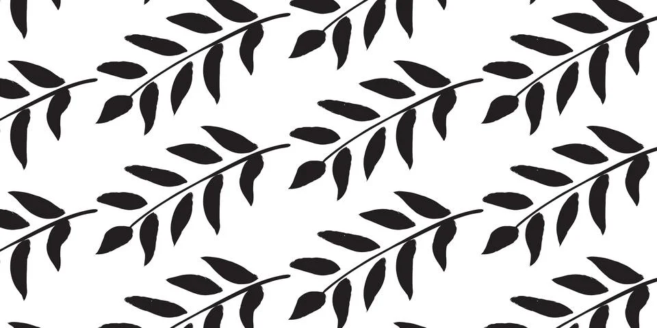Seamless Botanical Leaf Branch Pattern Stock Illustration