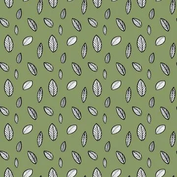 Seamless Botanical leaf pattern on a light green background.Scandinavian style Stock Illustration