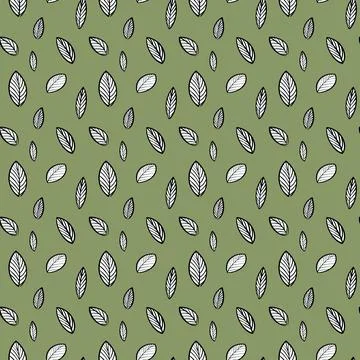 Seamless Botanical leaf pattern on a light green background.Scandinavian style Illustrazione stock