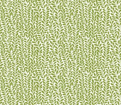 Seamless Botanical Leaf Pattern with Olive Green Foliage Stock Illustration