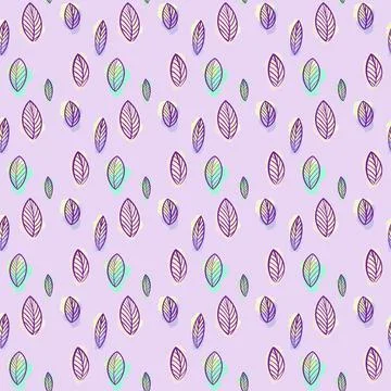 Seamless Botanical leaf pattern on a violet background. Leaves pattern Stock Illustration