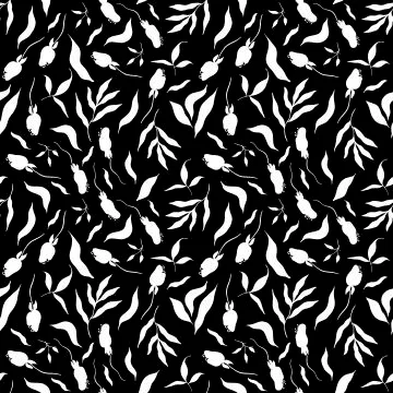 Seamless Botanical pattern black and white flowers. black and white flowers Stock Illustration