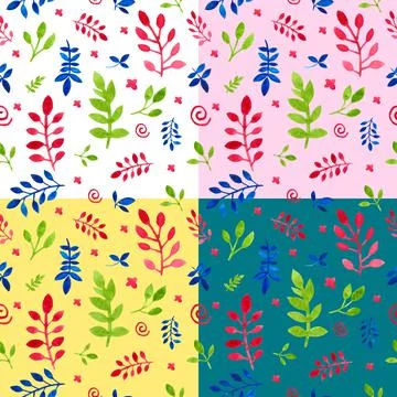 Seamless Botanical pattern with branches and leaves, ideal for drawing on fabric Ilustración de archivo