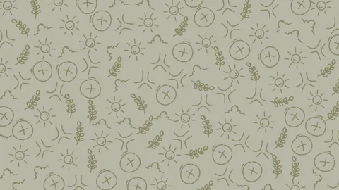 Seamless botanical pattern featuring delicate sketches of leaves and flower.. Video stock 320816648