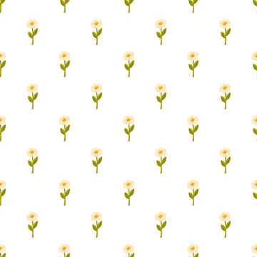 Seamless botanical pattern featuring sweet daisy flowers Stock Illustration