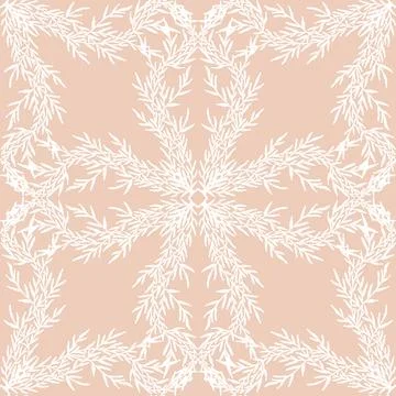 Seamless botanical pattern with graceful branches and hand-drawn organic text Stock Illustration