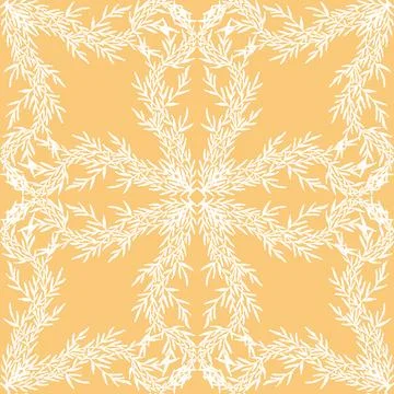 Seamless botanical pattern with graceful branches and hand-drawn organic text Stock Illustration