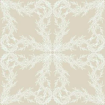 Seamless botanical pattern with graceful branches and hand-drawn organic text Stock Illustration