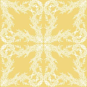 Seamless botanical pattern with graceful branches and hand-drawn organic text Stock Illustration