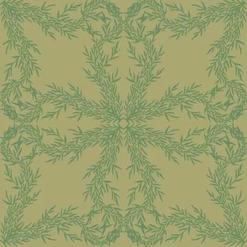 Seamless botanical pattern with graceful branches and hand-drawn organic text Stock Illustration