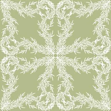 Seamless botanical pattern with graceful branches and hand-drawn organic text Stockillustratie