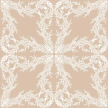 Seamless botanical pattern with graceful branches and hand-drawn organic text Stock Illustration
