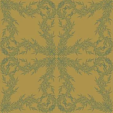 Seamless botanical pattern with graceful branches and hand-drawn organic text Stock Illustration