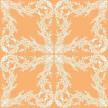 Seamless botanical pattern with graceful branches and hand-drawn organic text Stock Illustration