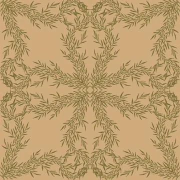 Seamless botanical pattern with graceful branches and hand-drawn organic text Stock Illustration