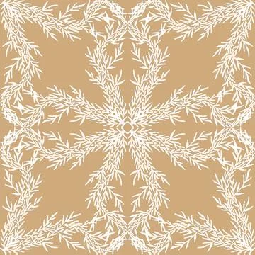 Seamless botanical pattern with graceful branches and hand-drawn organic text Stockillustratie