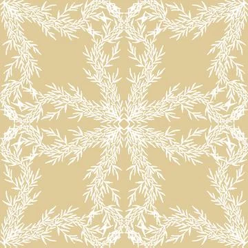 Seamless botanical pattern with graceful branches and hand-drawn organic text Stock Illustration