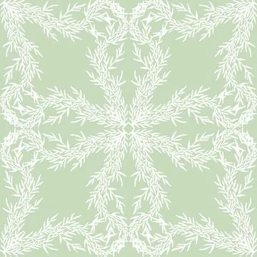 Seamless botanical pattern with graceful branches and hand-drawn organic text Photos