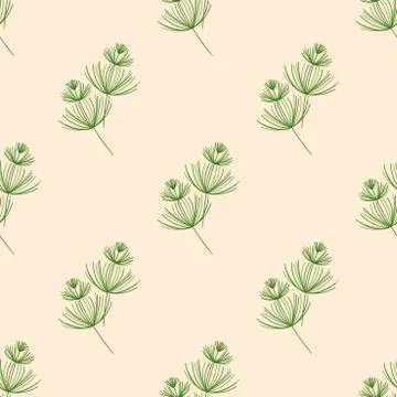 Seamless Botanical pattern. Horsetail, a medicinal plant. Green plants on a l Stock Illustration